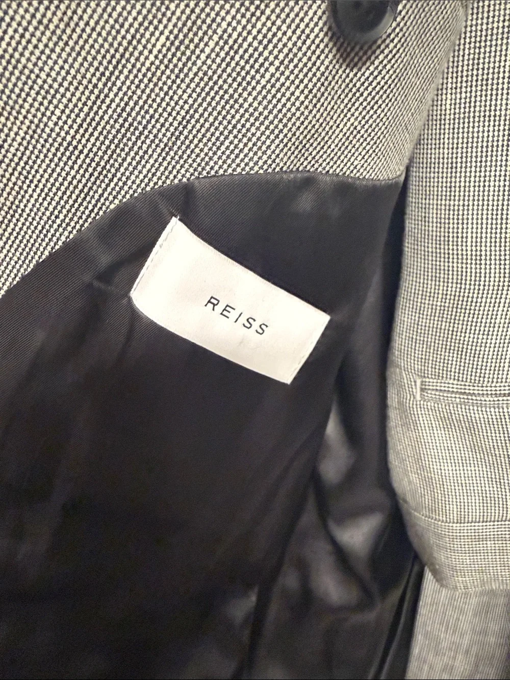Reiss Light Gray Double-Breasted Textured Suit Blazer